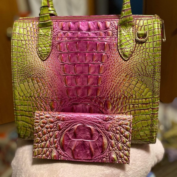 Brahmin Small Caroline Limeade and matching wallet